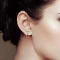 Peach Sapphire Stud Earrings by Fine Color Jewels