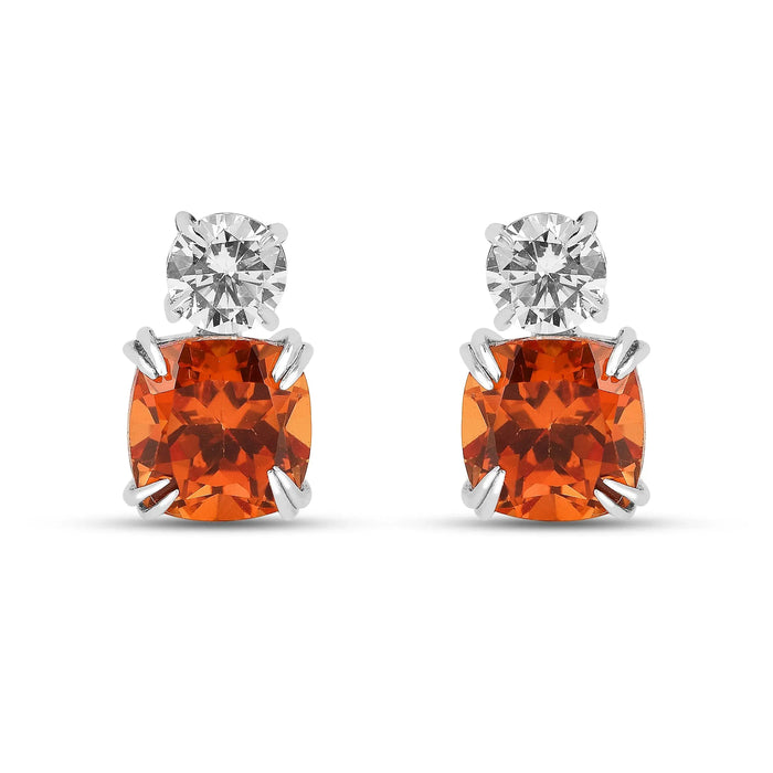 Peach Sapphire Stud Earrings by Fine Color Jewels