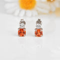 Peach Sapphire Stud Earrings by Fine Color Jewels