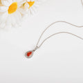 Peach sapphire Teardrop Pendant Necklace by Fine Color Jewels