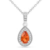 Peach sapphire Teardrop Pendant Necklace