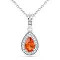 Peach sapphire Teardrop Pendant Necklace by Fine Color Jewels