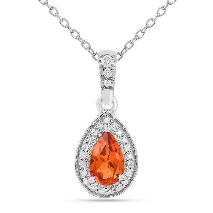 Peach sapphire Teardrop Pendant Necklace by Fine Color Jewels