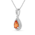 Peach sapphire Teardrop Pendant Necklace by Fine Color Jewels