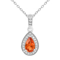 Peach sapphire Teardrop Pendant Necklace by Fine Color Jewels