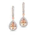 Pear Pink Morganite Prong Rose Gold Plated Silver Teardrop Dangle Earrings by Fine Color Jewels