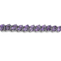 Pear Purple Amethyst Prong Silver Double Row Chevron Tennis Bracelet by Fine Color Jewels