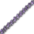 Pear Purple Amethyst Prong Silver Double Row Chevron Tennis Bracelet by Fine Color Jewels