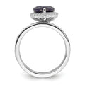 Pear Shaped Created Sapphire Sterling Silver Teardrop Halo Pave Engagement Ring by Fine Color Jewels
