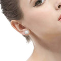 Pearl And Swarovski Crystal Love Studs In White Gold by DailySale