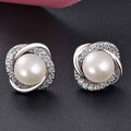 Pearl And Swarovski Crystal Love Studs In White Gold by DailySale
