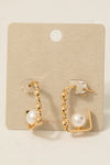 Pearl Bead Rectangle Hoop Earrings