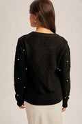 Pearl Detailed Sweater: Black by Boutique 23