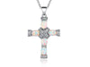 Peermont Genuine Fire Opal and Diamond Accent Cross Necklace