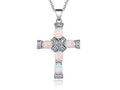 Peermont Genuine Fire Opal and Diamond Accent Cross Necklace by DailySale