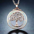 Peermont Tree of Life Necklace in White Fire Opal and Rose Gold Plating by DailySale