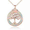 Peermont Tree of Life Necklace in White Fire Opal and Rose Gold Plating by DailySale