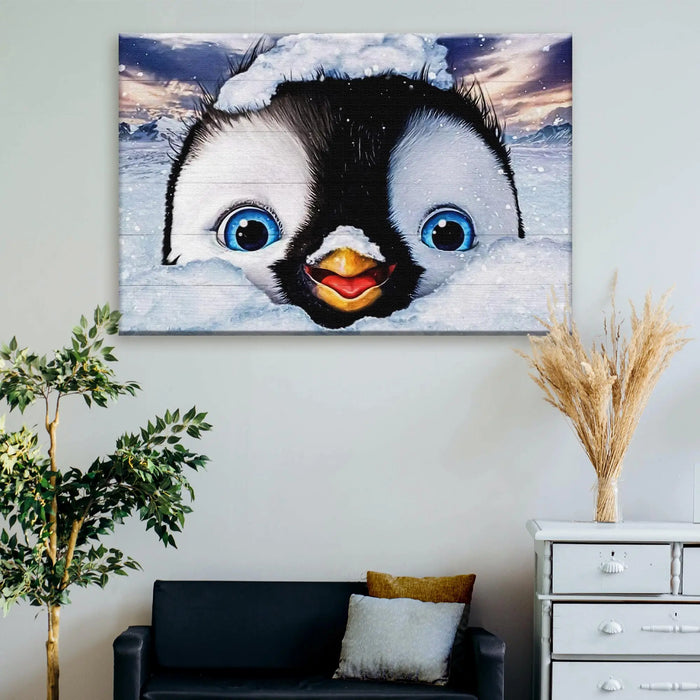 Penguin Peekaboo Painting Canvas Wall Art by Tailored Canvases