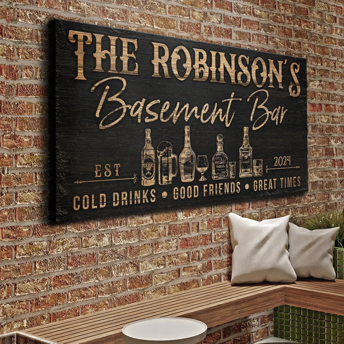 Personalized Basement Bar Sign III by Tailored Canvases