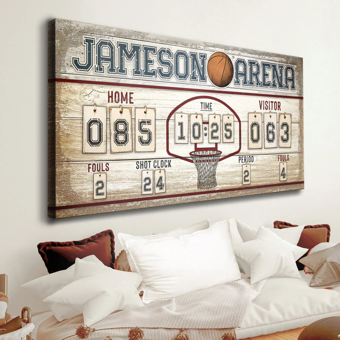 Personalized Basketball Scoreboard Sign by Tailored Canvases