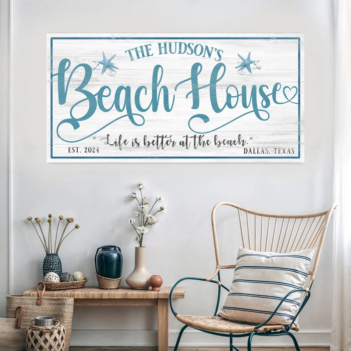 Personalized Beach House Sign II by Tailored Canvases