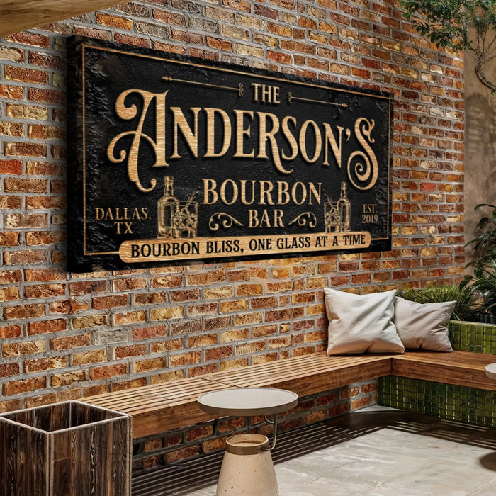 Personalized Bourbon Bar Sign III by Tailored Canvases
