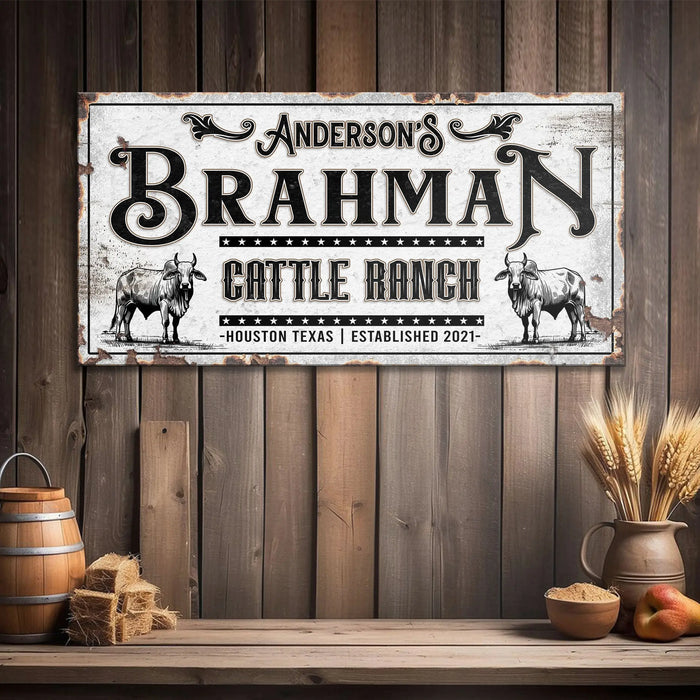 Personalized Brahman Cattle Sign by Tailored Canvases