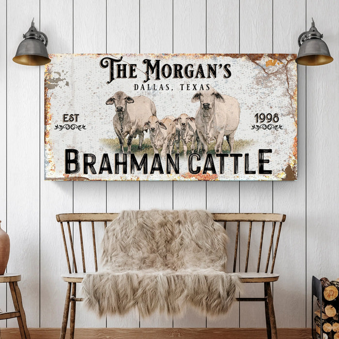 Personalized Brahman Cattle Sign II by Tailored Canvases