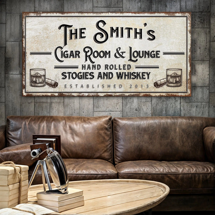 Personalized Cigar Room and Lounge Sign II by Tailored Canvases