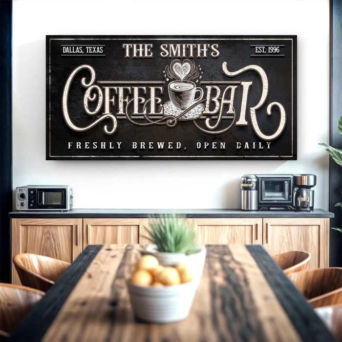 Personalized Coffee Bar Sign by Tailored Canvases