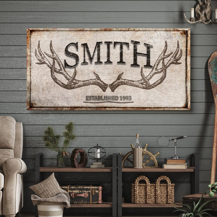 Personalized Family Antler Sign V by Tailored Canvases