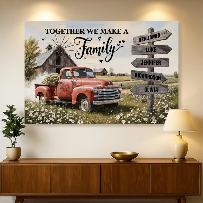Personalized Family Farmhouse Old Truck Wall Art by Tailored Canvases
