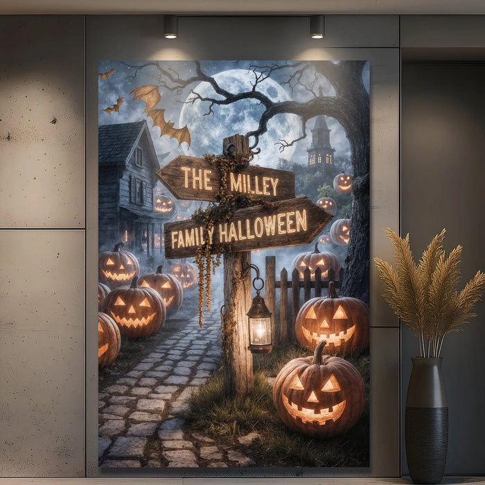 Personalized Family Name Street Sign Halloween Wall Art by Tailored Canvases