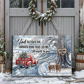 Personalized God Blessed The Broken Road Christmas Sign II by Tailored Canvases