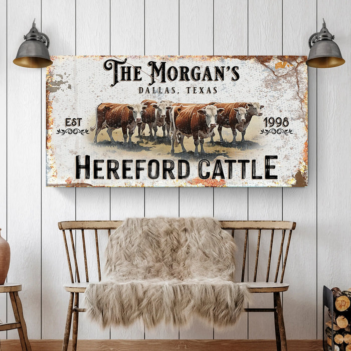 Personalized Hereford Cattle Sign II by Tailored Canvases