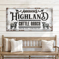 Personalized Highland Cattle Ranch Sign II by Tailored Canvases