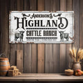 Personalized Highland Cattle Ranch Sign II by Tailored Canvases