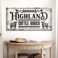Personalized Highland Cattle Ranch Sign II by Tailored Canvases