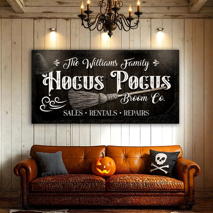 Personalized Hocus Pocus Broom Co. Wall Sign by Tailored Canvases