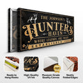 Personalized Hunters Haven Family Sign II by Tailored Canvases
