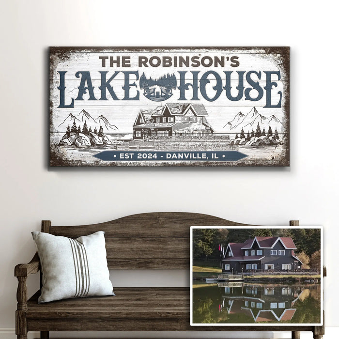 Personalized Lake House Sign II by Tailored Canvases