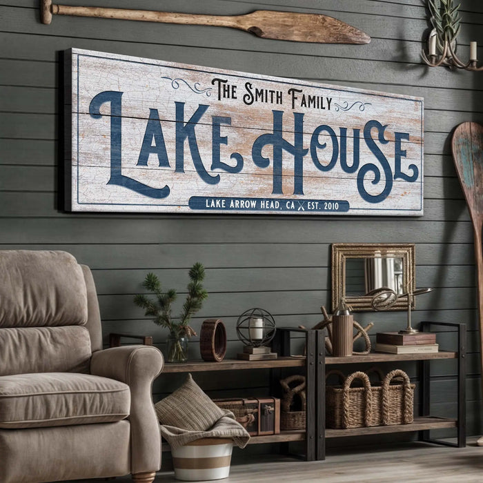 Personalized Lake House Sign III by Tailored Canvases