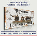 Personalized Long Horn Cattle Sign II by Tailored Canvases