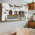 Personalized Long Horn Cattle Sign II by Tailored Canvases