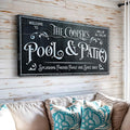 Personalized Pool Sign Black and White by Tailored Canvases