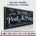 Personalized Pool Sign Black and White by Tailored Canvases