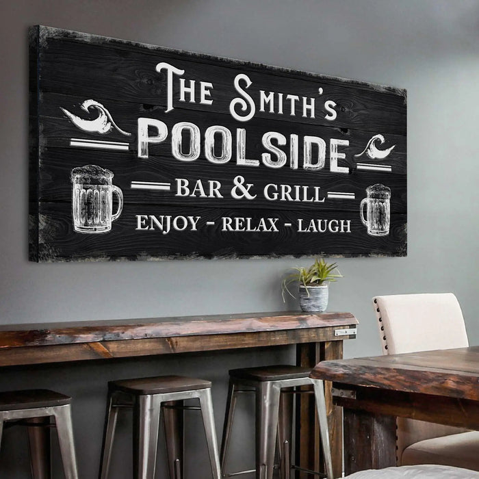 Personalized Poolside Bar And Grill Sign III by Tailored Canvases