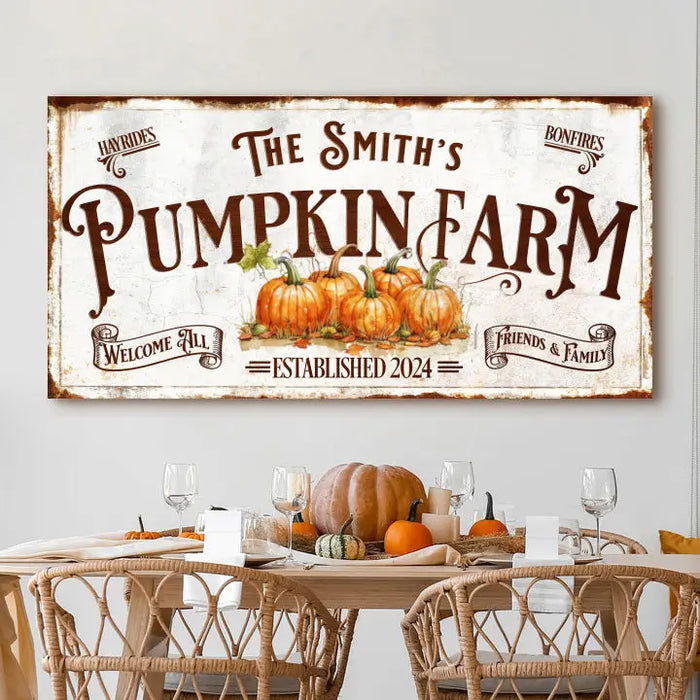 Personalized Pumpkin Farm Sign by Tailored Canvases