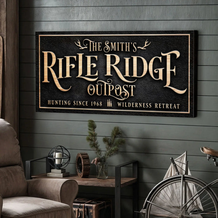 Personalized Rifle Ridge Outpost Family Sign by Tailored Canvases