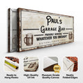 Personalized Rustic Garage Sign for Home Bar: Enhance Your Man Cave Wall Decor with Personalized Basement Bar Sign by Tailored Canvases